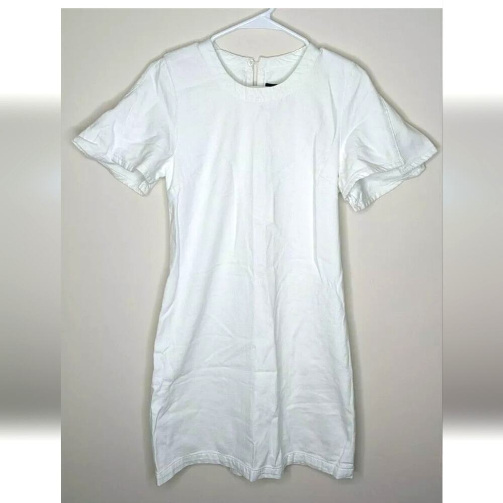 7 For All Mankind Short Sleeve Dress, White, Women's Small